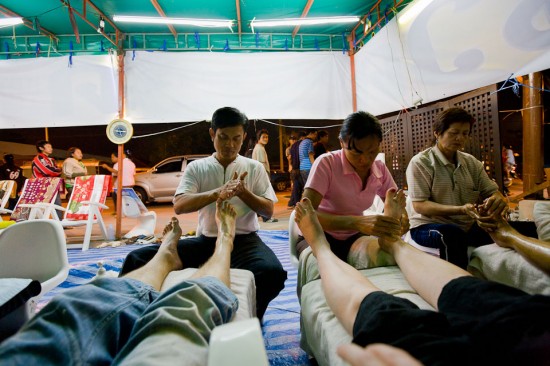 Foot massage. Ayuthaya, Thailand.